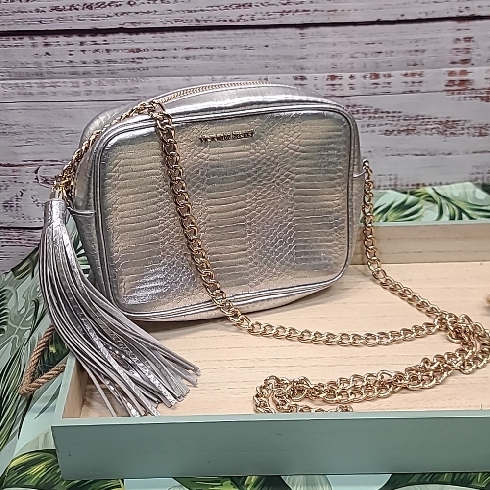 Victoria Secret metallic silver shoulder bag